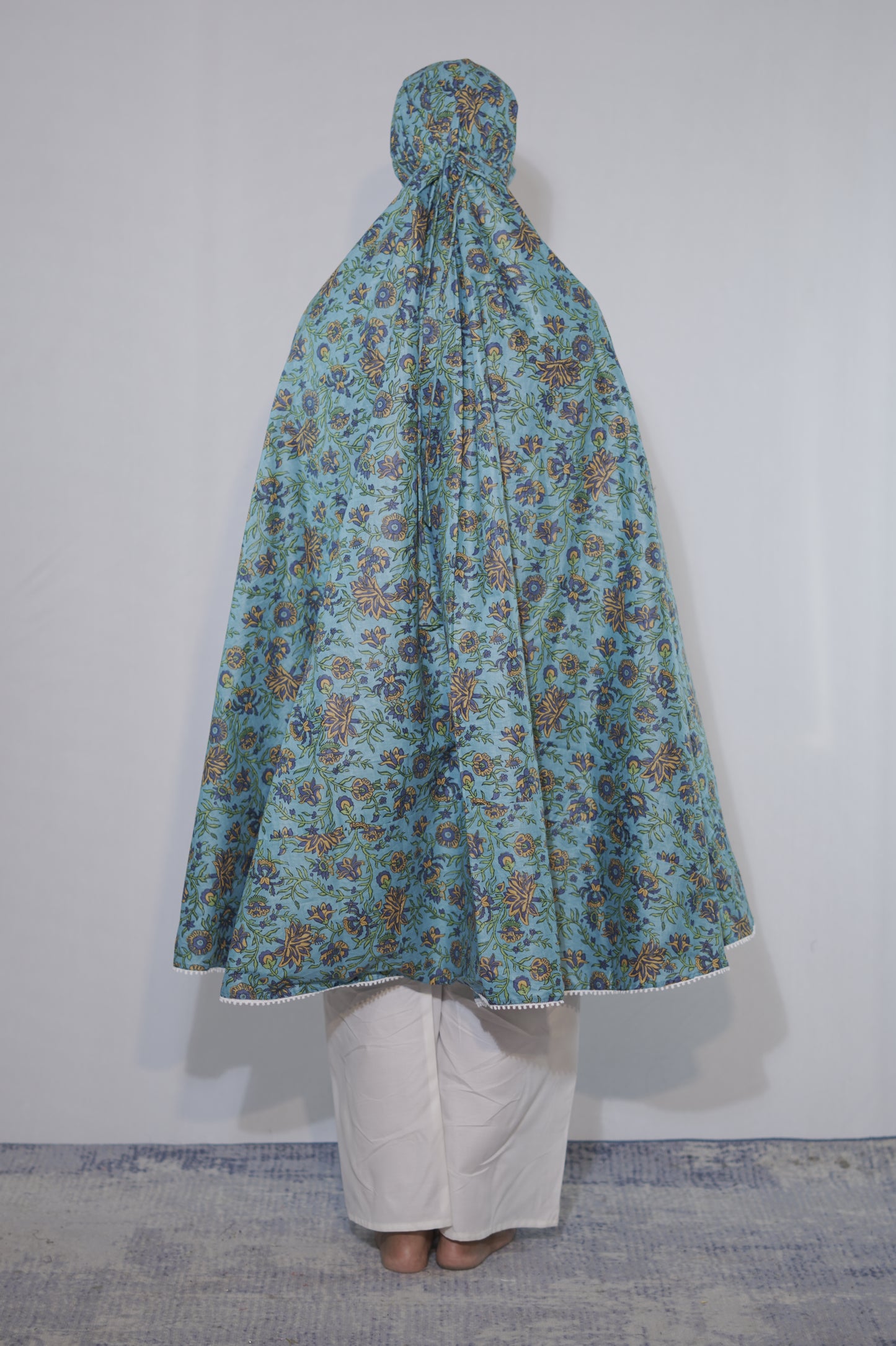 Dark Green Floral Knee Length Cotton Namaz Makhna