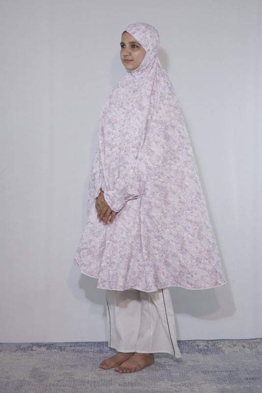 Purple Floral Knee Length Cotton Namaz Makhna